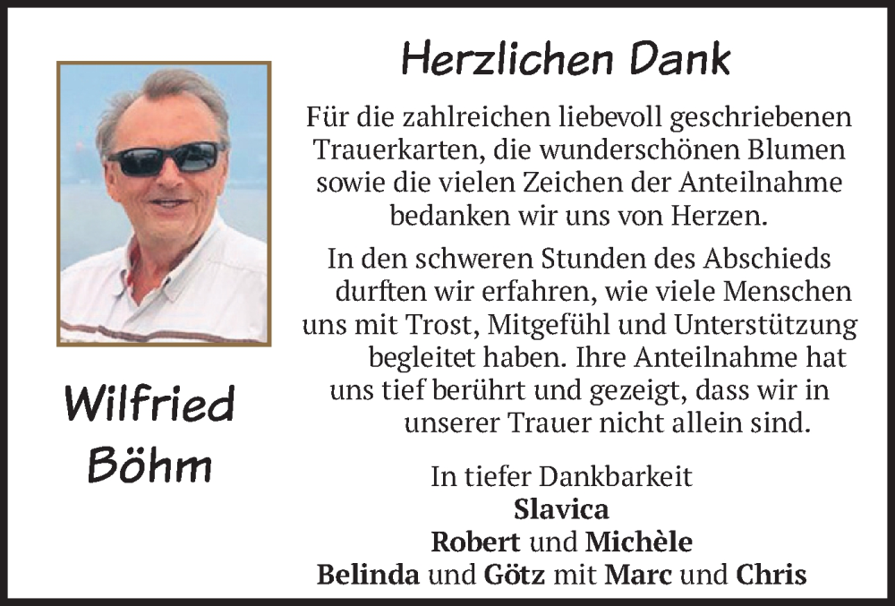  Traueranzeige für Wilfried Böhm vom 09.08.2025 aus merkurtz