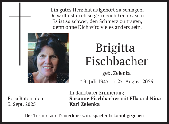 Traueranzeige von Brigitta Fischbacher von merkurtz