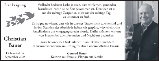 Traueranzeige von Christian Bauer von merkurtz