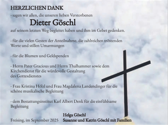 Traueranzeige von Dieter Göschl von merkurtz