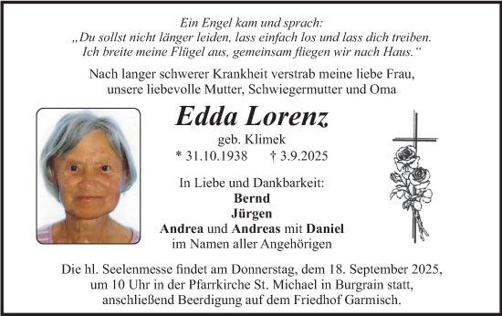 Traueranzeige von Edda Lorenz von merkurtz