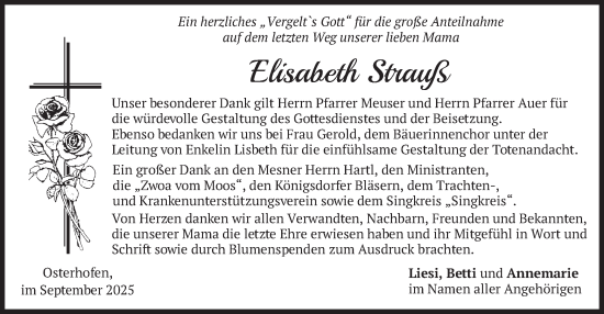 Traueranzeige von Elisabeth Strauß von merkurtz
