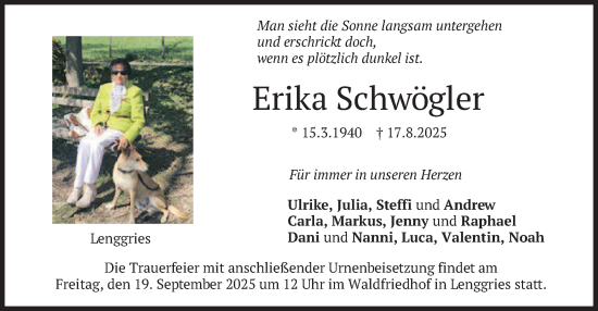 Traueranzeige von Erika Schwögler von merkurtz