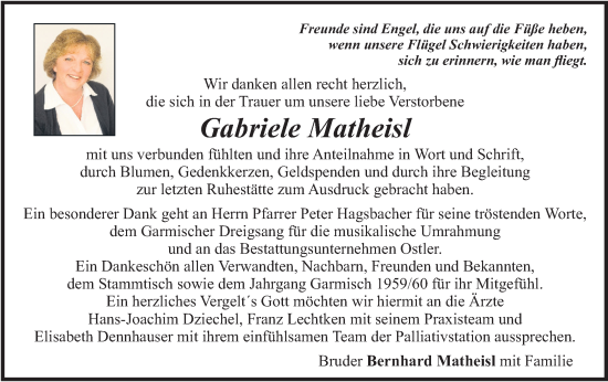 Traueranzeige von Gabriele Matheisl von merkurtz