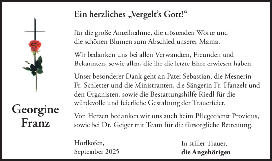 Traueranzeige von Georgine Franz von merkurtz