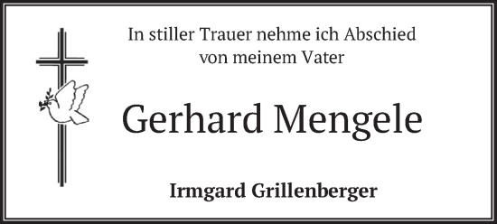 Traueranzeige von Gerhard Mengele von merkurtz