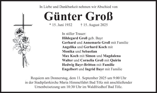 Traueranzeige von Günter Groß von merkurtz