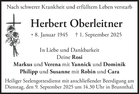 Traueranzeige von Herbert Oberleitner von merkurtz