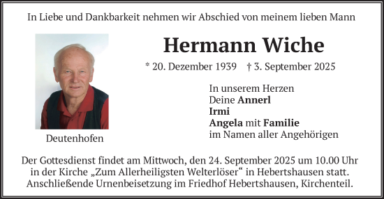 Traueranzeige von Hermann Wiche von merkurtz
