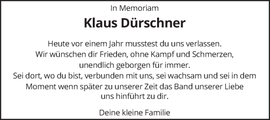 Traueranzeige von Klaus Dürschner von merkurtz