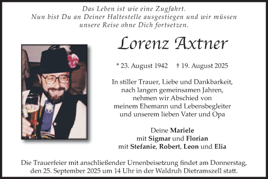 Traueranzeige von Lorenz Axtner von merkurtz