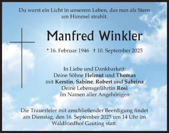 Traueranzeige von Manfred Winkler von merkurtz