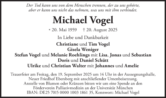 Traueranzeige von Michael Vogel von merkurtz