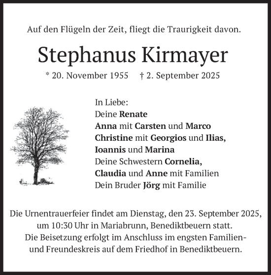 Traueranzeige von Stephanus Kirmayer von merkurtz