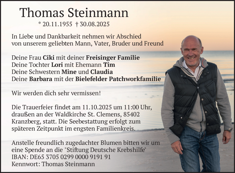  Traueranzeige für Thomas Steinmann vom 06.09.2025 aus merkurtz
