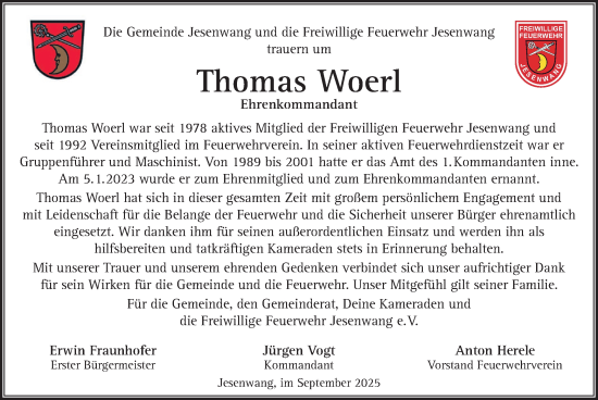Traueranzeige von Thomas Woerl von merkurtz