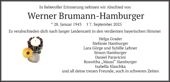 Traueranzeige von Werner Brumann-Hamburger von merkurtz