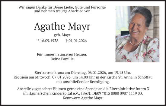 Traueranzeige von Agathe Mayr von merkurtz