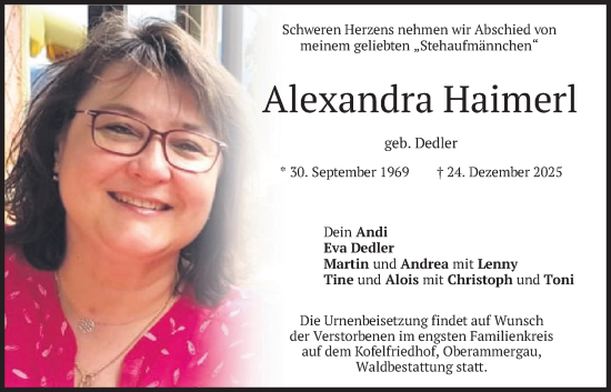 Traueranzeige von Alexandra Haimerl von merkurtz