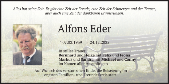 Traueranzeige von Alfons Eder von merkurtz