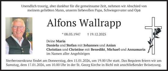 Traueranzeige von Alfons Wallrapp von merkurtz