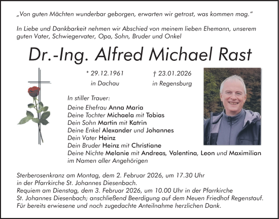 Traueranzeige von Alfred Michael Rast von merkurtz