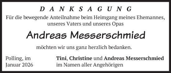 Traueranzeige von Andreas Messerschmied von merkurtz