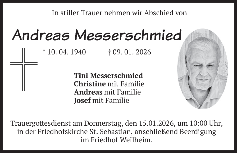  Traueranzeige für Andreas Messerschmied vom 13.01.2026 aus merkurtz