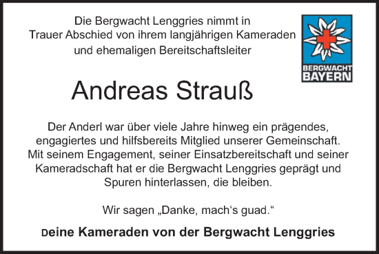 Traueranzeige von Andreas Strauß von merkurtz