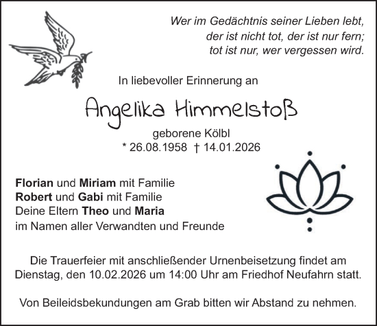 Traueranzeige von Angelika HImmelstoß von merkurtz