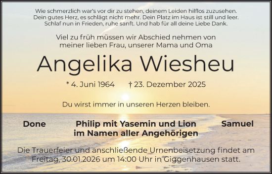 Traueranzeige von Angelika Wiesheu von merkurtz