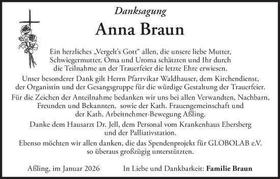 Traueranzeige von Anna Braun von merkurtz