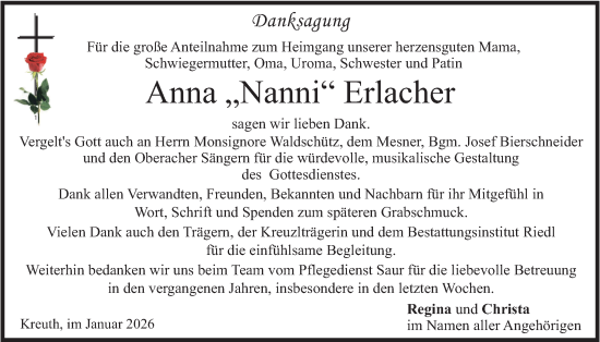 Traueranzeige von Anna Erlacher von merkurtz