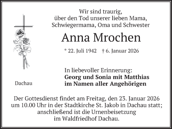 Traueranzeige von Anna Mrochen von merkurtz