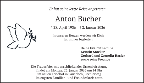 Traueranzeige von Anton Bucher von merkurtz