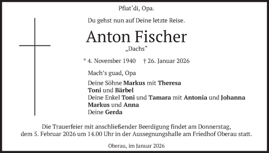 Traueranzeige von Anton Fischer von merkurtz