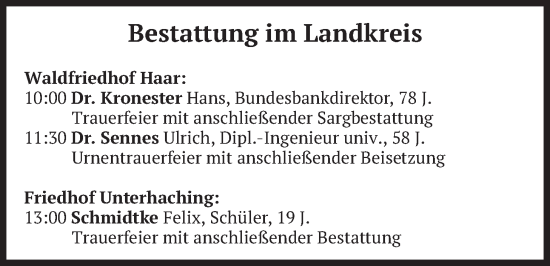 Traueranzeige von Bestattungen vom 16.01.2026 von merkurtz