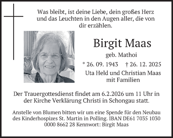 Traueranzeige von Birgit Maas von merkurtz
