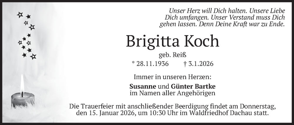  Traueranzeige für Brigitta Koch vom 10.01.2026 aus merkurtz