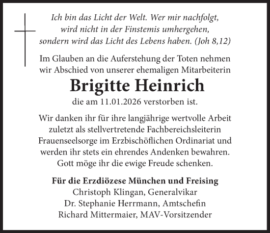Traueranzeige von Brigitte Heinrich von merkurtz