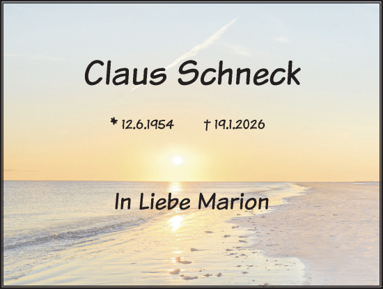 Traueranzeige von Claus Schneck von merkurtz