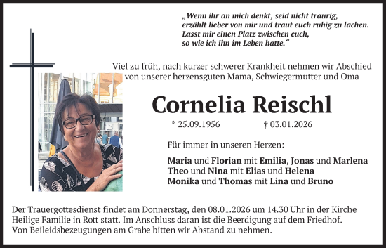 Traueranzeige von Cornelia Reischl von merkurtz