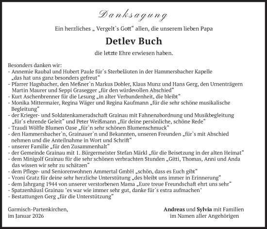 Traueranzeige von Detlev Buch von merkurtz