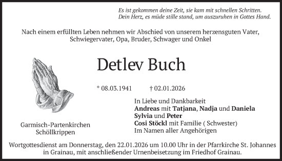 Traueranzeige von Detlev Buch von merkurtz