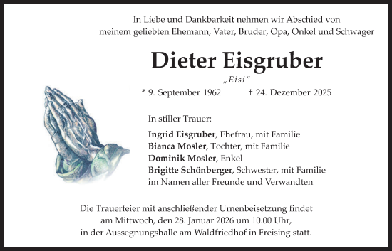 Traueranzeige von Dieter Eisgruber von merkurtz