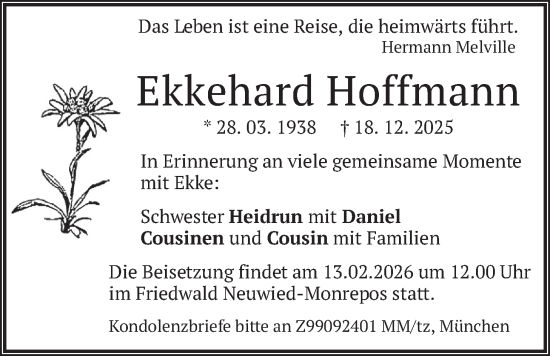 Traueranzeige von Ekkehard Hoffmann von merkurtz