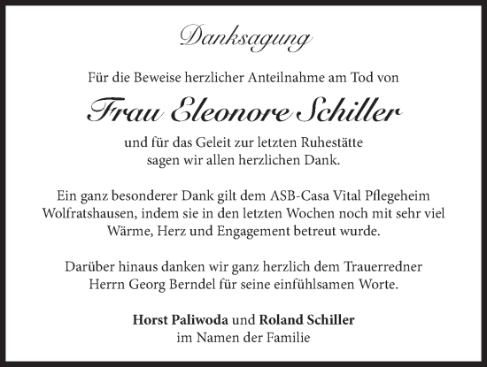 Traueranzeige von Eleonore Schiller von merkurtz
