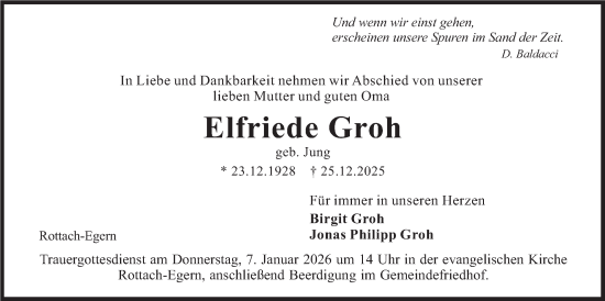 Traueranzeige von Elfriede Groh von merkurtz