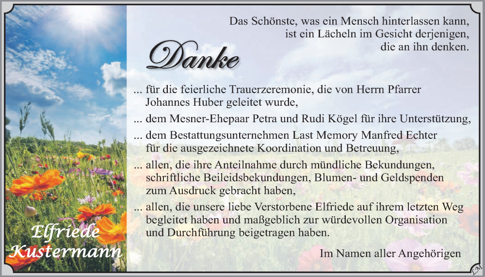  Traueranzeige für Elfriede Kustermann vom 31.01.2026 aus merkurtz