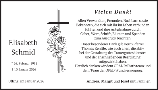 Traueranzeige von Elisabeth Schmid von merkurtz